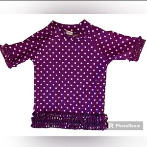 Ruffle Butts Purple and White Polka Dot Swim Shirt Rashguard-Size 18-24 Months